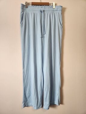 Peace Love & Dreams Pastel Blue Pull On Cozy Lounge Pants Wide Leg Soft PJ L LN